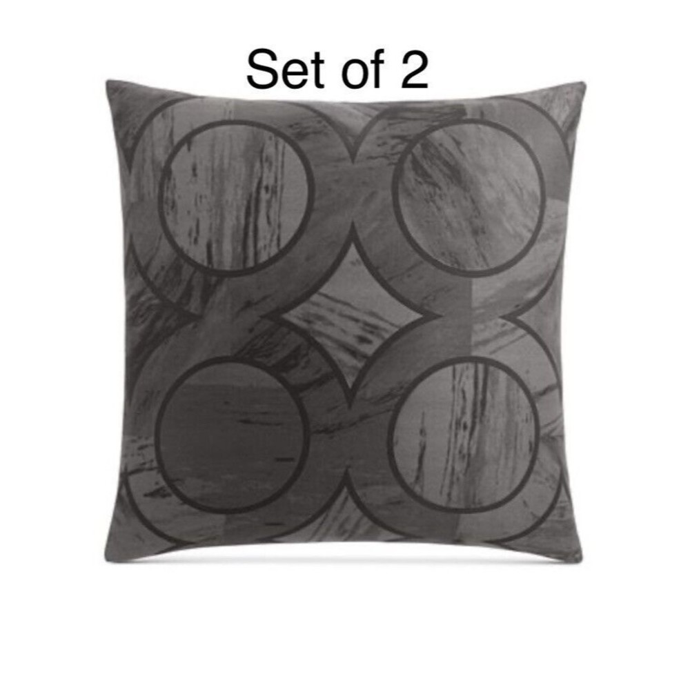 Hotel Collection Set Of 2 Euro Sham Marble Geo 100% Pima Cotton Shams